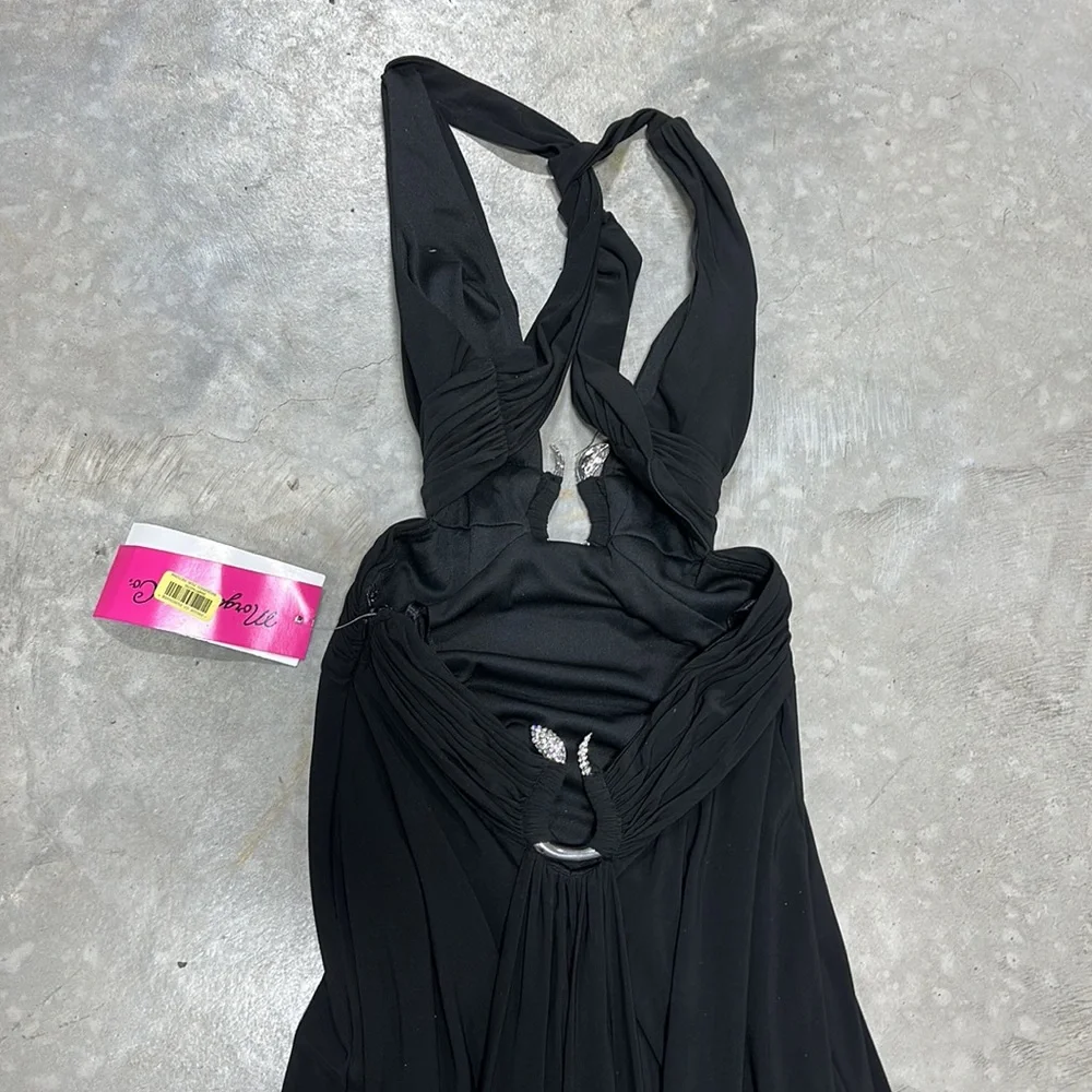 Morgan & Co.Long black dress with silver and rhinestone accents /Size 5/6 / E-13